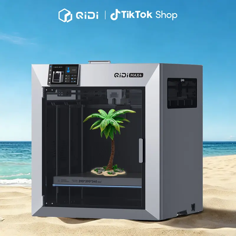 QIDI Max4 3D Printer, 390×390×340mm Large Build Volume, 65℃ Heated Chamber FDM 3D Printers, Max 800mm/s High Speed, Supports Up to 16-Colors/Multi Materials with QIDI BOX, Auto Bed Leveling tiktokshopbacktoschool