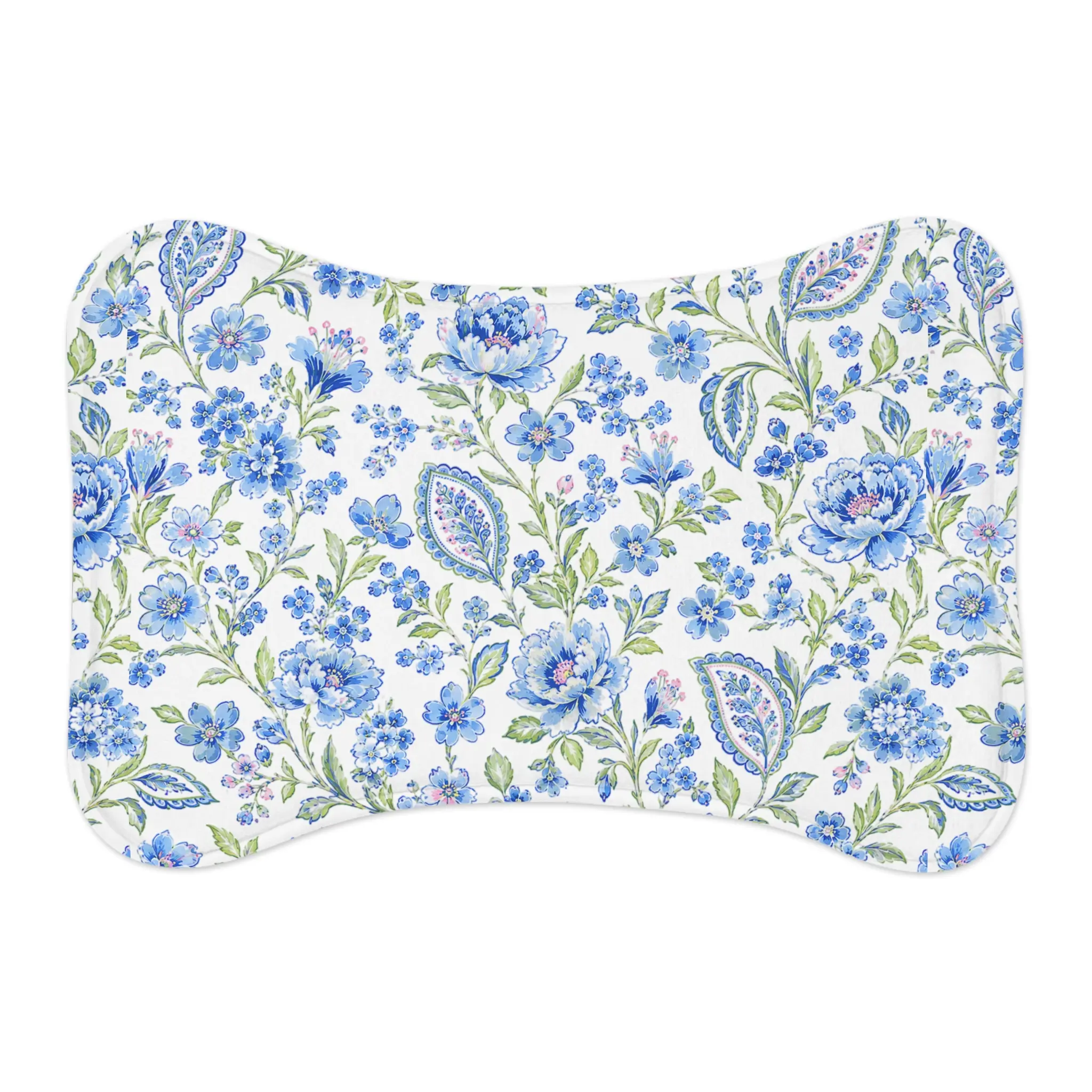 Blue Floral Paisley Pet Feeding Mat | Dog Cat Placemat