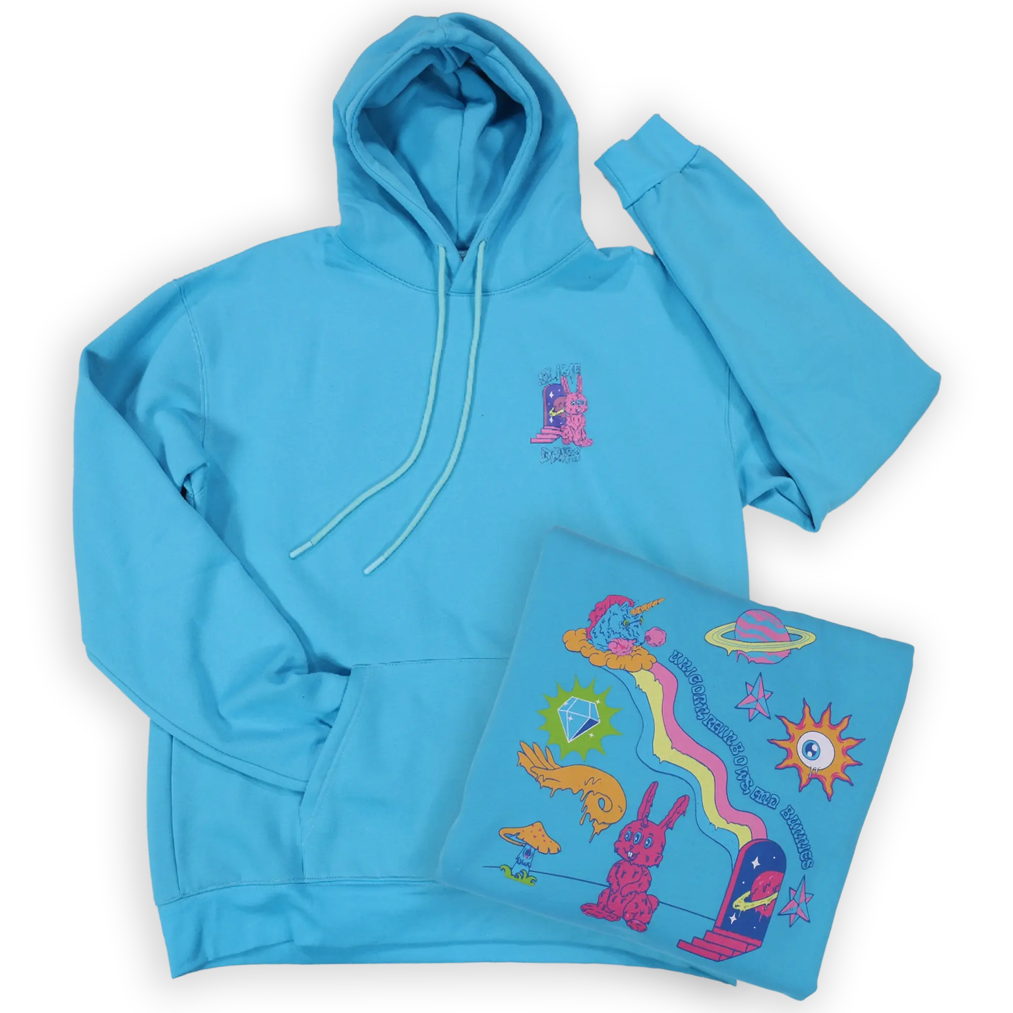 Slime Drips Unicorn Rainbows and Bunnies Hoodie