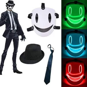 Japanese Anime Cosplay Face Mask Neon High Rise Invasion Mask LED Glowing Mask Sky invasion Masquerade Cosplay Prop