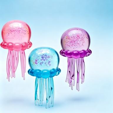 Colorful Jellyfish Stress Relief Toy — Infused with Glitter; Features a Soft, Squishy, ​​and Elastic Texture with Slow-Rebound Properties—An Essential Tool for Stress Relief.