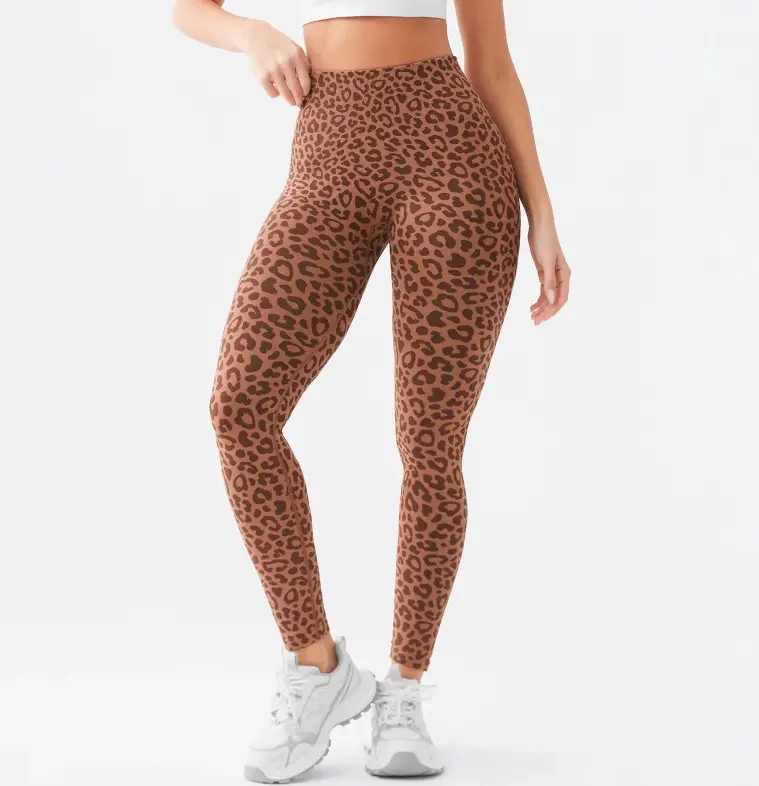 Leopard Print Women Leggings, High Waist Stretch Workout Pants, Casual Yoga Fitness Leggings