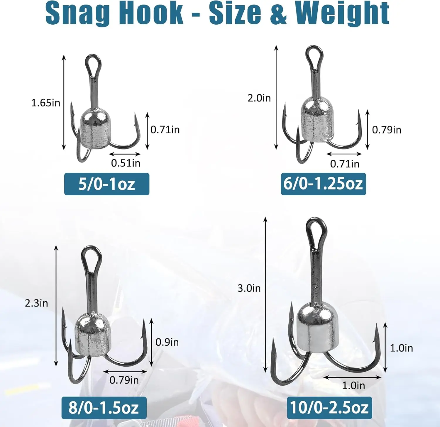 Snagging Hooks Large Weighted Treble Hooks Bunker Snag Hook with Weight for  Trout Salmon Saltwater Fishing, 1oz 1.25oz 1.5oz 2.5oz - TikTok Shop