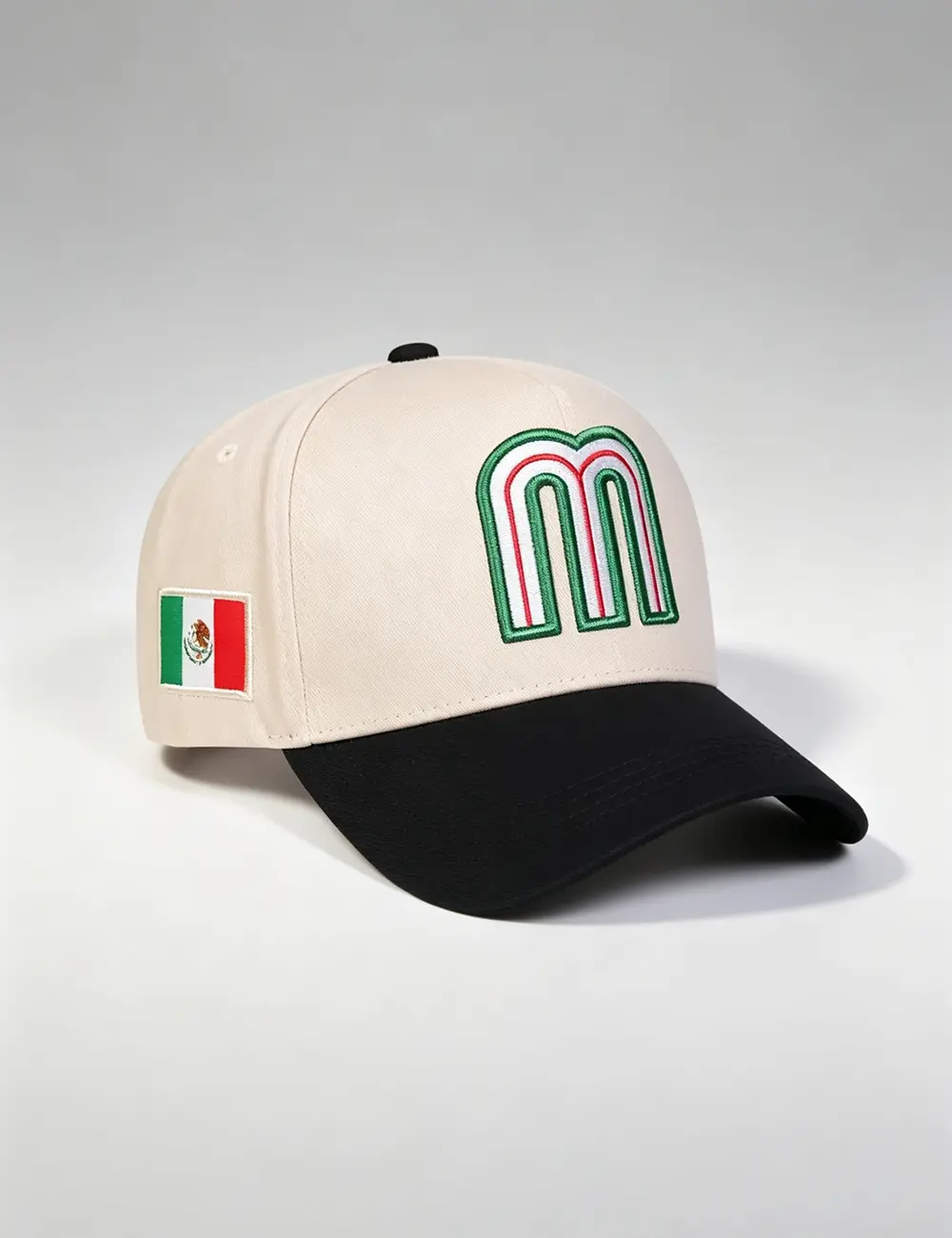 Mexico Hat, Adult Mexico Baseball Cap, Black Adjustable Snapback with Mexico Flag Patch and Vibrant M, Casual Streetwear & Sports Hat