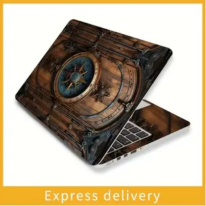Two nautical compass design laptop film, PVC self-adhesive protective film material, reusable, semi-matte, scratch-resistant,