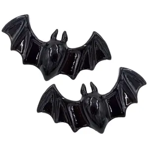 Lil Black Bats Hair Slides Clip Pair