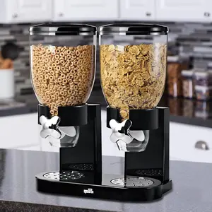 Food Dispenser Cereal Containers 1, 2, 3 PC Storage Container Dispenser Countertop For Candy Nut Grain Granola Snack Black Kitchen