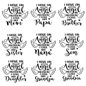 9-Piece Guardian Angel Series Heat Transfer Patches, DIY Clothing & T-Shirt Decorations, Jeans Backpack Stickers, Fabric Appliques