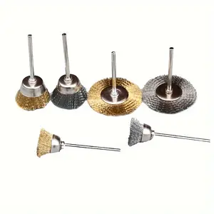 9pcs Steel Wire Brass Brush Brushes Rotary Tool Electric For Drill Polishing Grinding Wheel T-shaped Brush Accessories