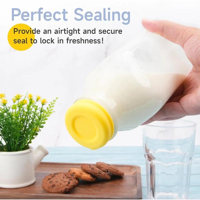6-Pack 48mm Silicone Bottle Caps - Replacement Lids For Milk Glass Bottles