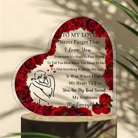 MUNBYN "TO MY Love" Acrylic Puzzle Message Desk Sign - Heart Plaque, Novelty DIY Decor, Cute Desk Accessory (Remove Protective Film Before Use), Cool Cute Gift for Boyfriend, GF Gift for Adults