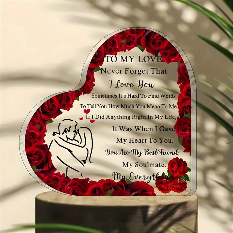 MUNBYN "TO MY Love" Acrylic Puzzle Message Desk Sign - Heart Plaque, Novelty DIY Decor, Cute Desk Accessory (Remove Protective Film Before Use), Cool Cute Gift for Boyfriend, GF Gift for Adults