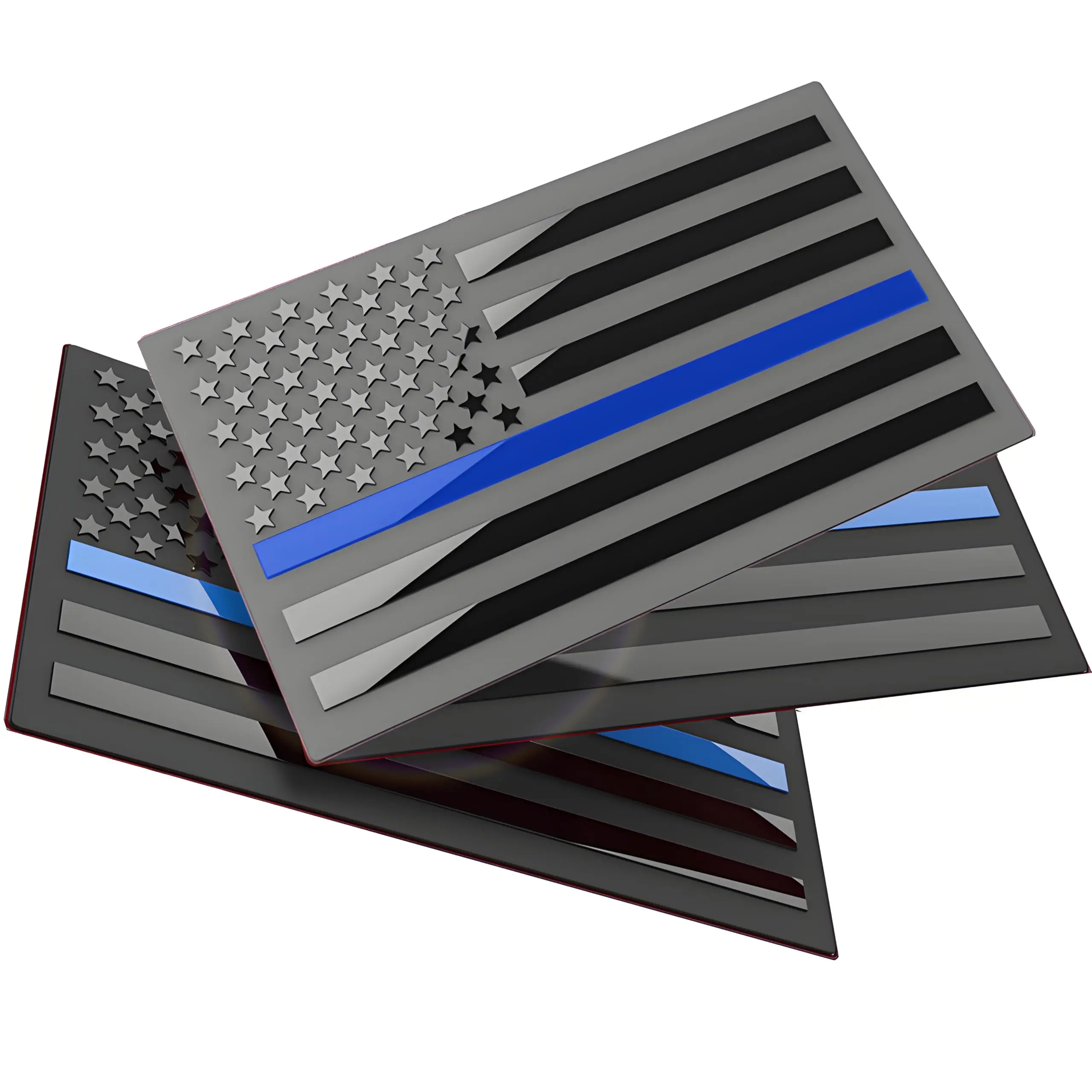 3-Pack Aluminum American Flag Emblem Decals for Cars, Trucks, Tanks, Vehicles, Laptops, 5x3 in Water-Resistant Stickers Supporting USA Police & Law Enforcement Officers