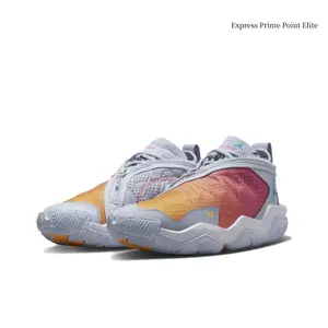 Grey Gradient Low-Top Basketball Sneakers, Breathable Mesh & Fabric Upper, Shock-Absorbing Cushion, Non-Slip Outsole, Performance Athletic Trainers For Men