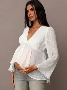 BELLAdresses Fall Women Clothes V-Neck Bowknot Decor Maternity Blouse Going Out Tops Women