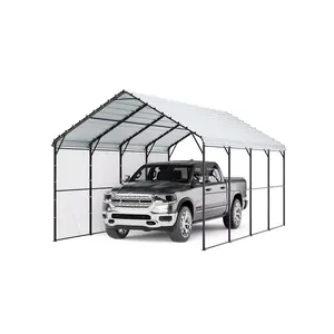 VEVOR Heavy Duty Metal Carport,  12' x 20' Outdoor Carport with Galvanized Steel Frame & Roof, Car Tent Garage Shade with Removable Sidewalls, Multi-Use Car Shelter for Pickup, Boat, Car & Tractors