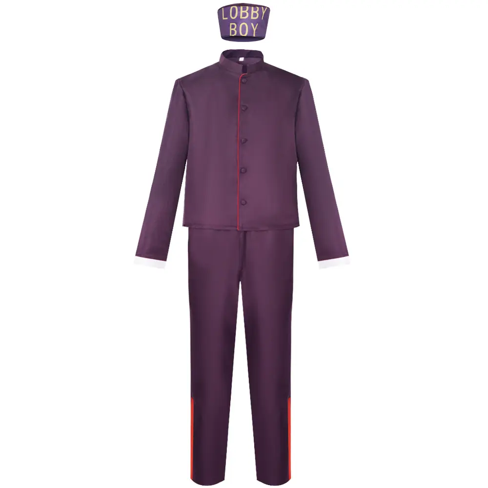Zero Lobby Boy Cosplay Costume for Men Purple Coat Pants Hat Set Adult The Grand Budapest Character Outfit
