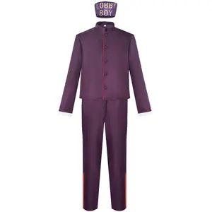 Zero Lobby Boy Cosplay Costume for Men Purple Coat Pants Hat Set Adult The Grand Budapest Character Outfit