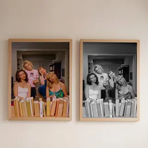 SATC Wall Art Unframed Vintage Nostalgic Black and White Photo Decoration Iconic TV Show Female Friendship Funny Bathroom Decor Girls Bedroom Prints Gift for Fans
