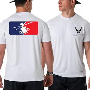 U.S. Air Force T-Shirt, Helicopter Silhouette Red and Blue Flag Back Design 2 Sides, Small Chest Logo Front, Soft Cotton Blend Military Graphic Tee for Men & Women, Streetwear, Vacation Outfits, 2000s Outfits