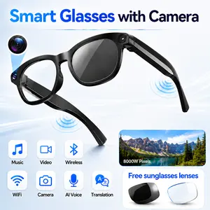 New Stylish AI Smart Camera Glasses Support Real-time Multi-language Translation. Fitted With An 8MP Anti-shake High-definition Lens. Suitable For Cycling, Driving, Travel Vlogging And Daily Office Wear, Also A Wonderful Gift Choice.