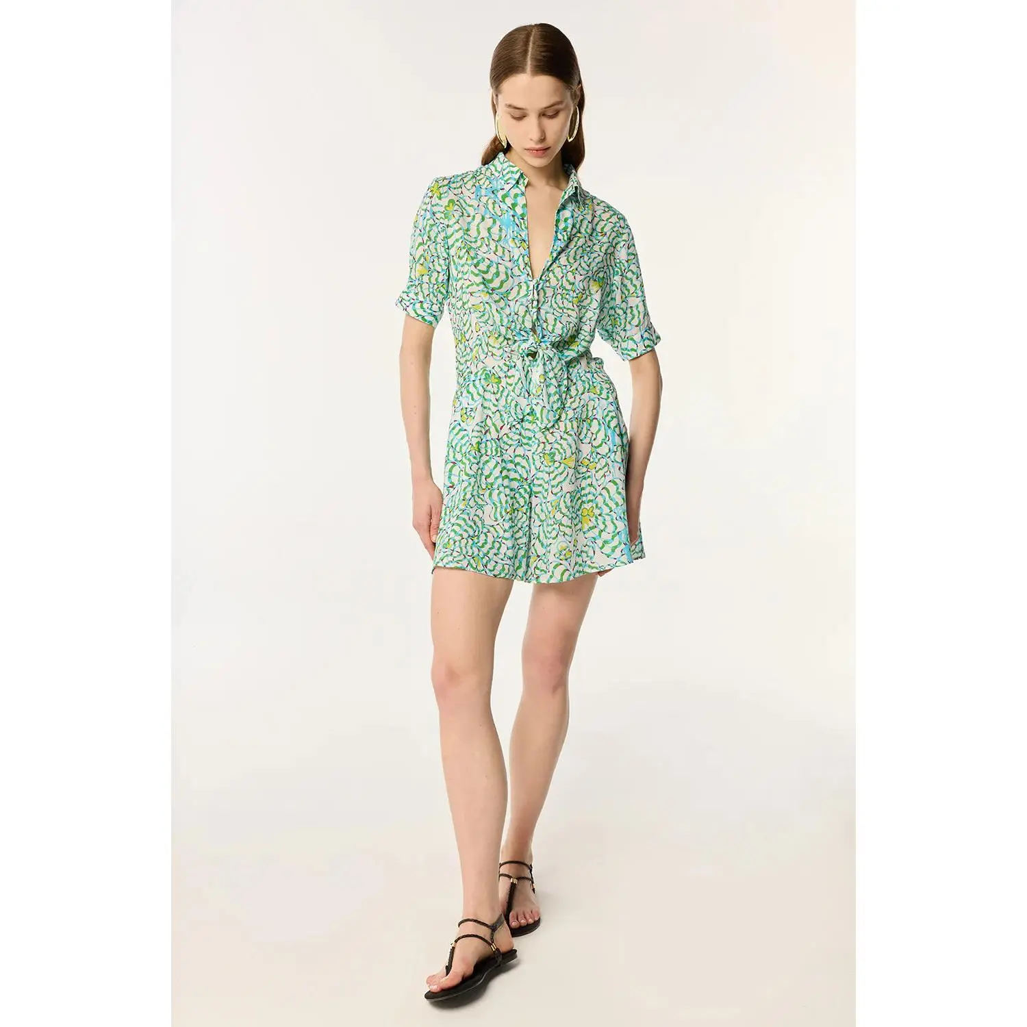 Short Jumpsuit Bettina Green Wings Flower