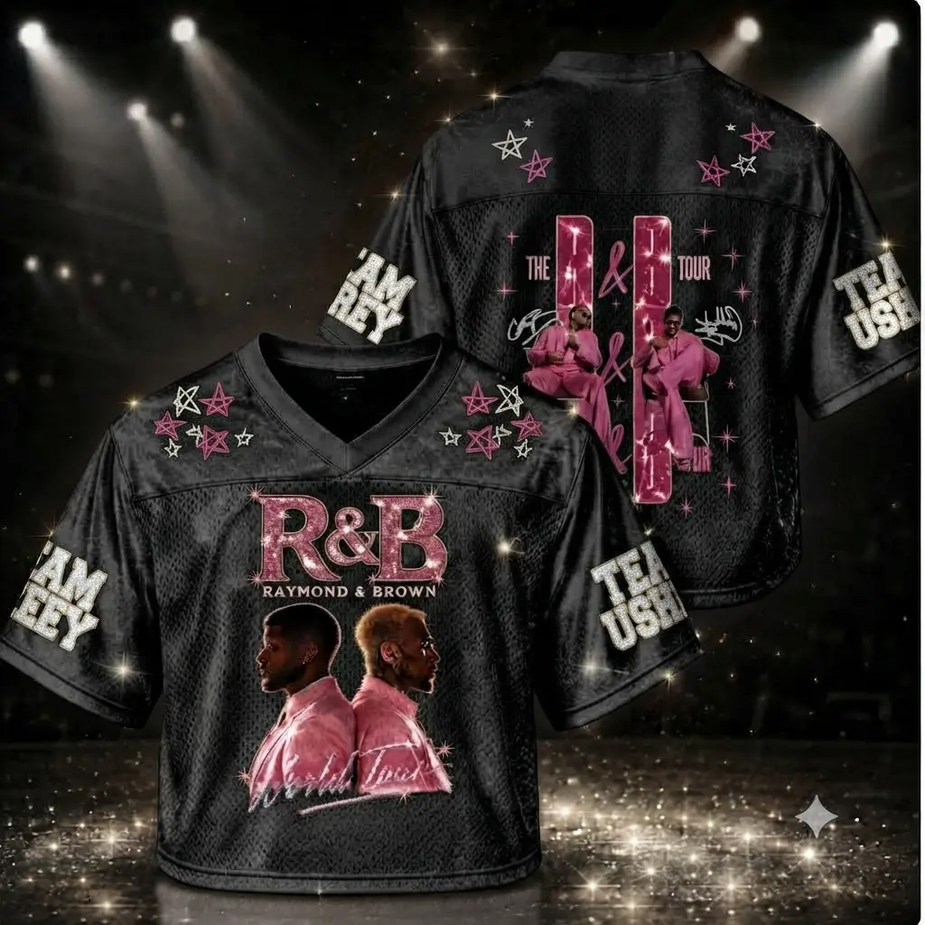 R&B Tour Croptop Jersey, Black Glitter Concert Style Top