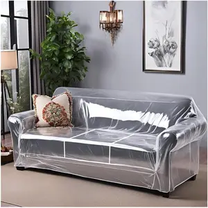 Clear Couch Cover - Thick Heavy Duty Vinyl 3 Seat Sofa Cover for Protection Against  &  Clawing - Stain & Dust Protector -  Slipcover for Moving & Storage