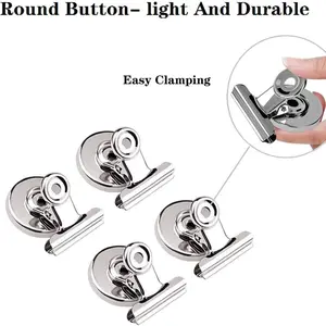 Strong Magnetic Clips for Fridge & Whiteboard, Light Fridge Magnet, 1.2 Inch Stainless Steel Silver Color, Perfect Office Supplies Choice
