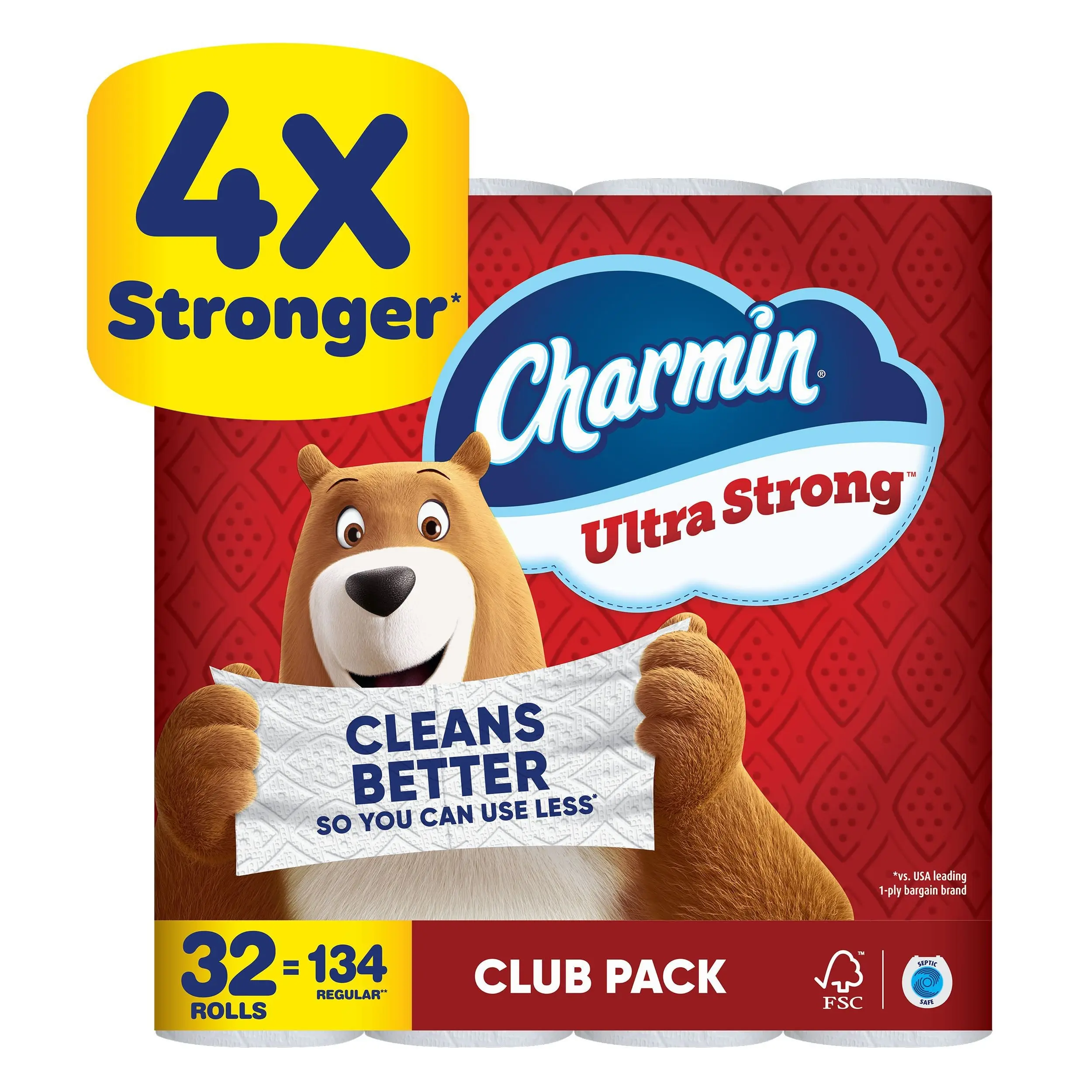 Charmin Ultra Strong Toilet Tissue - 2-Ply, Unscented, Eco-Friendly, Clog-Free, Durable, 32 Rolls (231 Sheets per Roll, 151-300 Sheets Range) - Bulk Bathroom Home Care Supplies