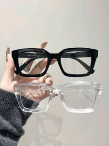 Classic Square Transparent Blue Light Blocking Glasses, Unisex Casual Style, Lightweight Comfortable, Daily Wear, Driving, Camping, Dating
