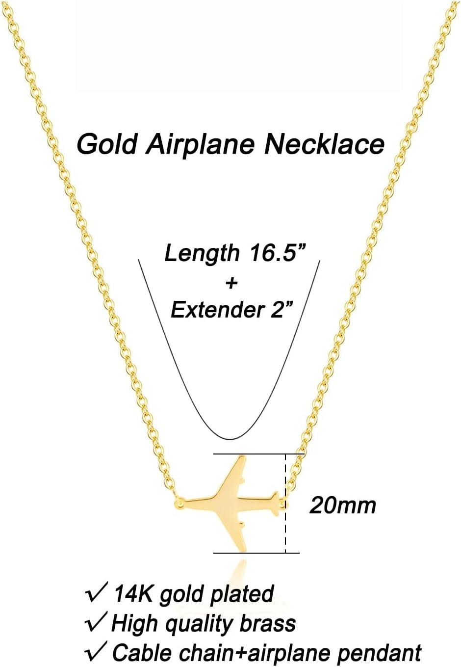 Young Airplane Necklace | 14-inch Collar Chain & 16-inch fashionable Chain  & 2inchAdjustment Chain | Meaningfulgifts for Travelers & Dreamers
