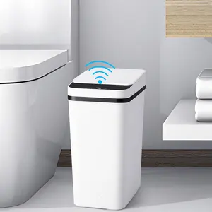 Touchless Motion Sensor Waterproof Trash Can 2.6 Gallon Slim Small Lid Bin for Bathroom Bedroom Office Living Room with SEAL LID DESIGN and SILENTLY OPENING CLOSING