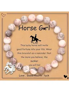 Personalized Fashion Zebra Stone Bracelet Handmade Beaded Birthday Gift with Card, Unique Jewelry for Women and Girls