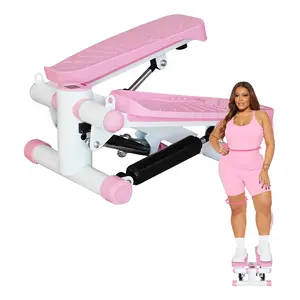 Mini Stepper with Resistance Band, Home Stepper for Full Body Workout with LCD Display Pink