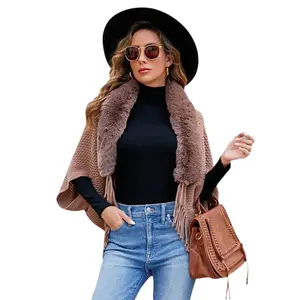 Drizzling Fur Collar Cape Coat