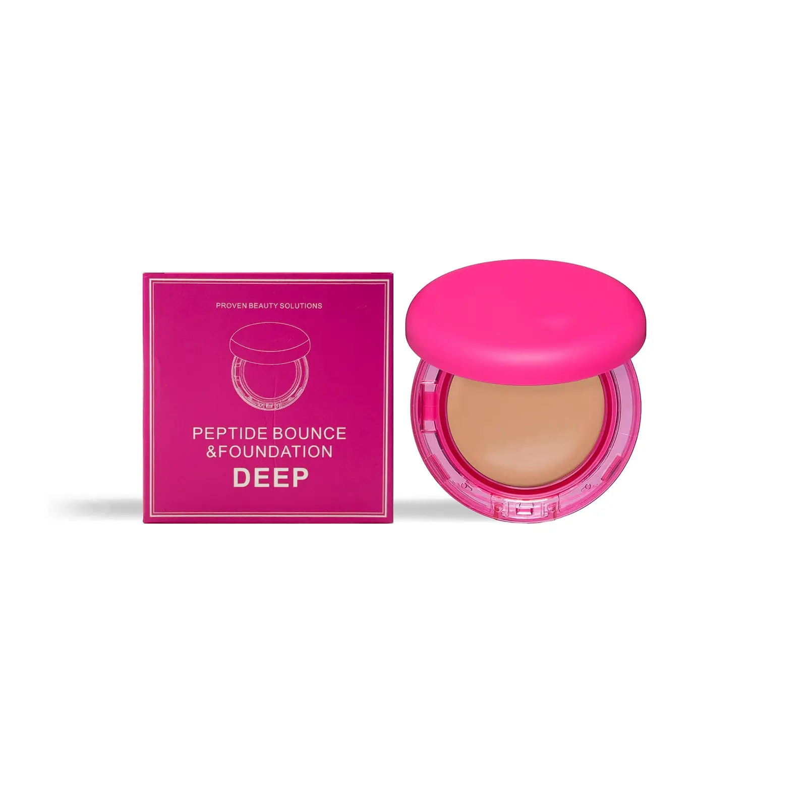 Deep Shade Peptide Bounce Foundation, 20g High Coverage Compact Makeup, Provides Flawless Coverage, Smooth, Blendable & Long-Lasting, Ideal for Daily & Special Occasion Use
