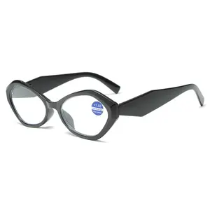 Fashion Y2K Polygon Unisex Reading Glasses with Diopters +1.0 to +3.5 Ultra- Resin Frame HD Anti-Glare Lenses for Daily Use Leopard Print Cat Eye