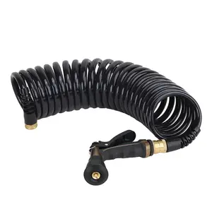 HoseCoil 25' PRO Commercial Pilot Hose Kit Boat Bumper Metal Nozzle