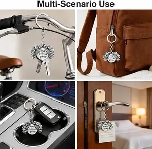 Humorous Spinning Sunflower Keychain, "Keep Going" Quote Charm, Unique Encouragement Gift