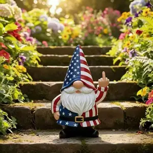 Rude Middle Finger Gnome Resin Statue, Hat Beard Dwarf Ornament, Unique Decorative Figurine, Perfect Gift Idea