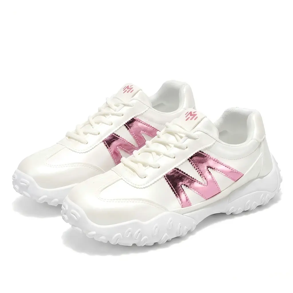 Women's Y2K Style Chunky Sneakers, Soft Leather Comfy All-Day Walking Shoes, Waterproof Casual Athletic Training Footwear For Daily Outdoor Wear Running