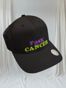 Cancer Support Hats - Black Mesh Cap with Fask Cancer Embroidery for Awareness Events & Everyday Wear