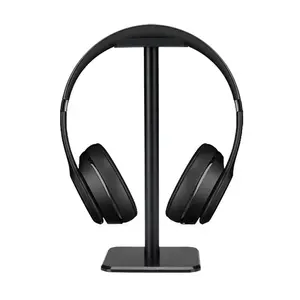 Headphone Stand, Headset Holder, Headphone Hanger with Aluminum Support Rod, Flexible Headrest & Solid Base, Easy To Assemble & Compatible for Headphone Sizes