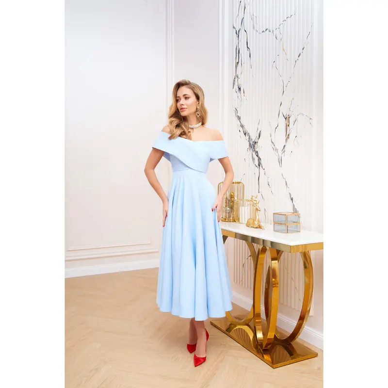 evening midi dresses for weddings Cocomelody Unique Prom Dress Midi Metallic Formal Dress CS0644, Purple Dusk