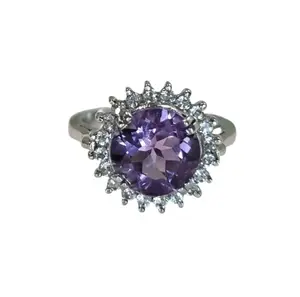 2.50ct Round Cut Purple Amethyst Statement Ring
