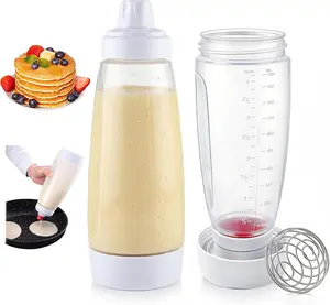 Handheld Batter Dispenser, Batter Mixing Bottle with Scale,Pancake and Cupcake Batter Squeeze Bottle, Muffins Smooth,Practical Kitchen Baking Gadget