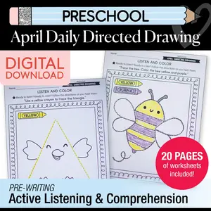 Printable Preschool April Directed Drawing Worksheets