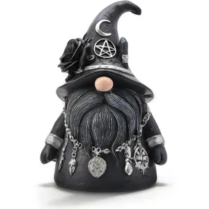 Occult Gothic Gnome Figurine 5.31" - Dark Magic Resin Decor for Baphomet Statue Aesthetic, Creepy Halloween Gnomes & Pagan Altar Witch Aesthetic Decor Collectibles