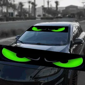 1PC Angry Green Eyes Car Stickers, Front Windshield Decor Decals, Scratch-Resistant Auto Stickers, Halloween Gift